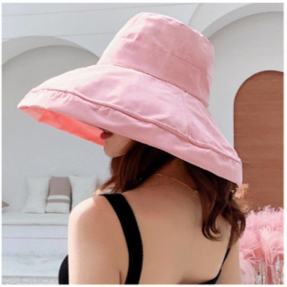 Wide Rim Bucket Beach Hat - Pink One Size - Picture 2 of 7